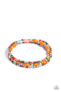 coil,orange,sead bead,wooden,For WOOD Measure - Orange Coil Bracelet