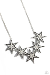 rhinestones,stars,white,Rockstar Ready - White Rhinestone Star Necklace