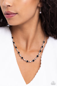 black,rhinestones,short necklace,Pronged Passion - Black Bead Rhinestone Necklace