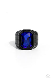 blue,rhinestones,wide back,Cavalier Claim - Blue Ring