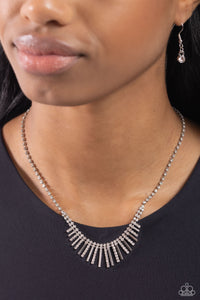 rhinestones,short necklace,white,FLARE to be Different - White Rhinestone Necklace