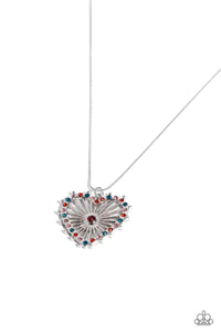 heart,hearts,multi,red,rhinestones,short necklace,Flirting Ferris Wheel - Red Rhinestone Heart Necklace