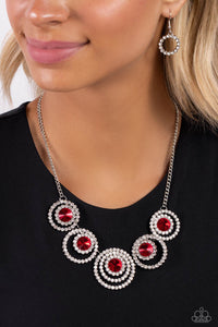 red,rhinestones,short necklace,Dramatic Darling - Red Rhinestone Necklace