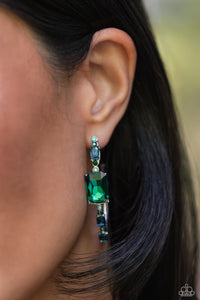 green,hoops,rhinestones,Elite Ensemble - Green Rhinestone Hoop Earrings