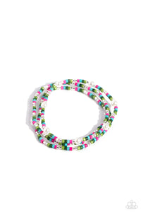 green,seed bead,stretchy,Colorblock Cache - Green Seed Bead Stretchy Bracelet