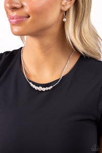 pearls,short necklace,silver,White Collar Whimsy - Silver Pearl Necklace