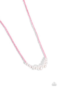 pearls,pink,short necklace,White Collar Whimsy - Pink Pearl Necklace