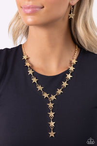gold,short necklace,stars,Reach for the Stars - Gold Necklace