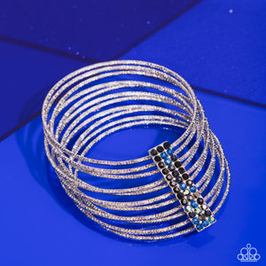 Bangles,multi,oil spill,Shimmery Silhouette - Multi Rhinestone Bangle Bracelet