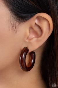 acrylic,brown,hoops,Glassy GAZE - Brown Acrylic Hoop Earrings