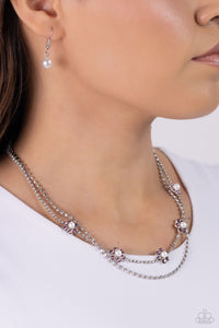 purple,rhinestones,short necklace,A SQUARE Beauty - Purple Rhinestone Floral Necklace