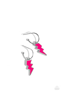 hoops,pink,Lightning Limit - Pink Hoop Earrings