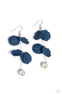 blue,fishhook,pearls,Edwardian Era - Blue Earrings