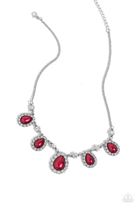 pearls,red,short necklace,Teardrop Team - Red Pearl Necklace