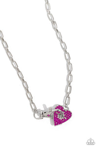hearts,pink,rhinestones,short necklace,Radical Romance - Pink Rhinestone Heart Necklace