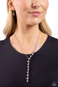 pink,rhinestones,short necklace,Diagonal Daydream - Pink Rhinestone Necklace