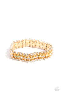 gold,rhinestones,stretchy,Corporate Confidence - Gold Rhinestone Stretchy Bracelet