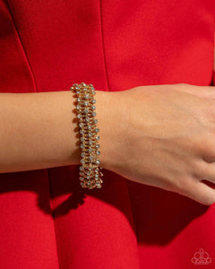 gold,rhinestones,stretchy,Corporate Confidence - Gold Rhinestone Stretchy Bracelet
