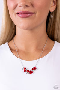 floral,pearls,red,short necklace,Al-ROSE Ready - Red Floral Necklace