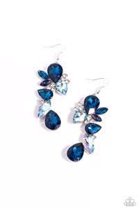 blue,fishhook,rhinestones,Fancy Flaunter - Blue Rhinestone Earrings