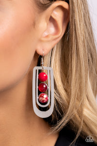 fishhook,red,Layered Lure - Red Earrings