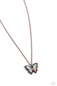 butterfly,copper,rhinestones,short necklace,Whispering Wings - Copper Rhinestone Butterfly Necklace
