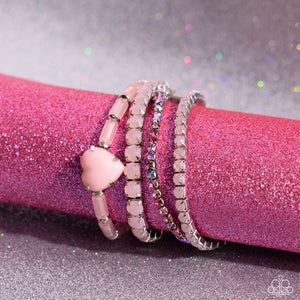 hearts,pink,stretchy,True Loves Theme - Pink Stretchy Bracelet