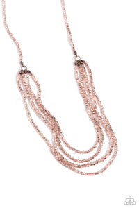 copper,seed bead,short necklace,Candescent Cascade - Copper Necklace