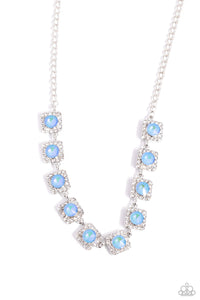 blue,rhinestones,short necklace,Jump SQUARE - Blue Rhinestone Necklace