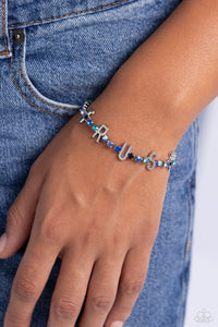 blue,faith,lobster claw clasp,rhinestones,I Will Trust In You - Blue Rhinestone Trust Bracelet