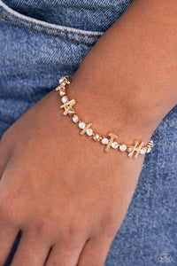 faith,gold,Lobster Claw Clasp,In Good Faith - Gold Rhinestone Bracelet