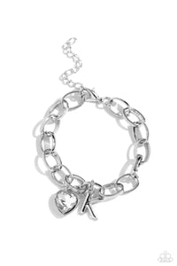 hearts,initials,lobster claw clasp,rhinestones,white,Guess Now Its INITIAL - White - K Rhinestone Heart Bracelet