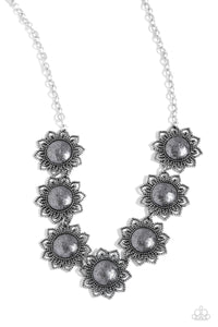 floral,short necklace,silver,The GLITTER Takes It All - Silver Necklace
