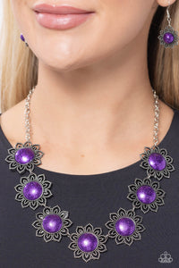 floral,purple,short necklace,The GLITTER Takes It All - Purple Necklace