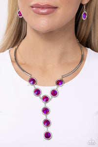 oil spill,pink,rhinestones,short necklace,Cheers to Confidence - Pink Oil Spill Rhinestone Necklace