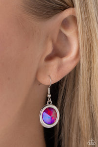 oil spill,pink,rhinestones,short necklace,Cheers to Confidence - Pink Oil Spill Rhinestone Necklace