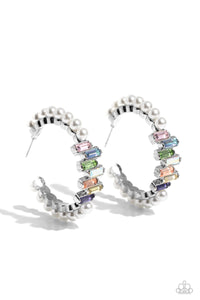 hoops,multi,pearls,rhinestones,Modest Maven - Multi Rhinestone Pearl Hoop Earrings