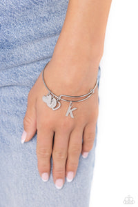 Bangles,hearts,initials,Making It INITIAL - Silver - K Heart Bangle Bracelet