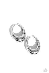 hoops,silver,Oval Official - Silver Hoop Earrings