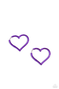 hearts,hoops,purple,Loving Legend - Purple Heart Earrings