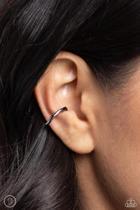 ear cuffs,Gunmetal,Enigmatic Echo - Black Gunmetal Ear Cuff Earrings