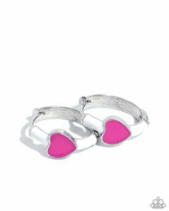 hearts,hoops,pink,white,Open-Hearted Headline - Multi Heart Hoop Earrings