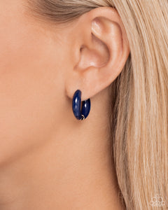 blue,fishhook,hoops,Pivoting Paint - Blue Hoop Earring