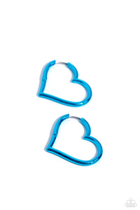 blue,hearts,hoops,Loving Legend - Blue Heart Hoop Earrings