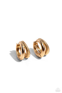 gold,hoops,Textured Tremolo - Gold Hoop Earrings