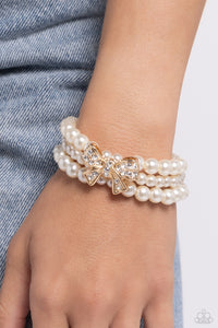 gold,Pearls,stretchy,How Do You Do? - Gold Pearl Stretchy Bracelet