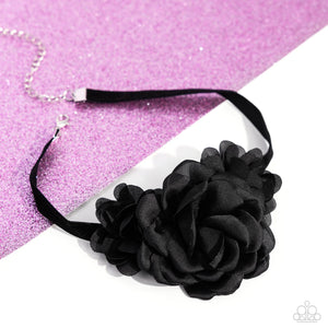black,choker,floral,Very Viscountess - Black Floral Necklace