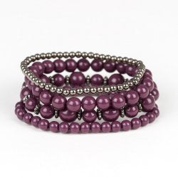 gunmetal,purple,stretchy,Rockin Rococo Purple Bracelet