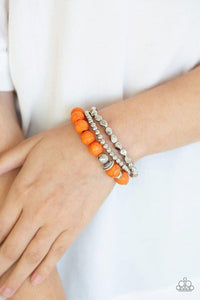 crackle stone,orange,stretchy,Rural Restoration Orange Stone Stretchy Bracelet