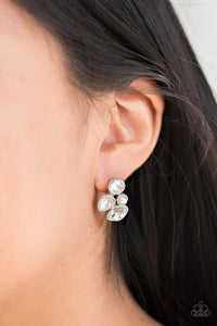 post,rhinestones,silver,white,Super Superstar White Earring